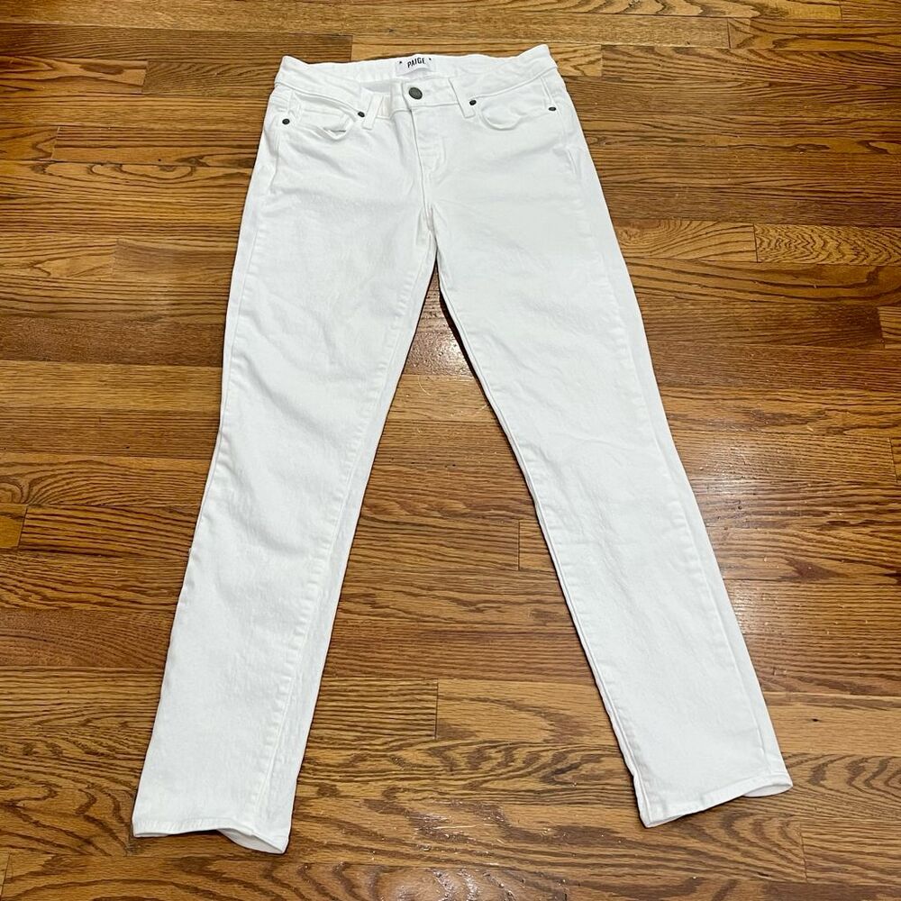 Paige Skyline Ankle Peg White Jeans